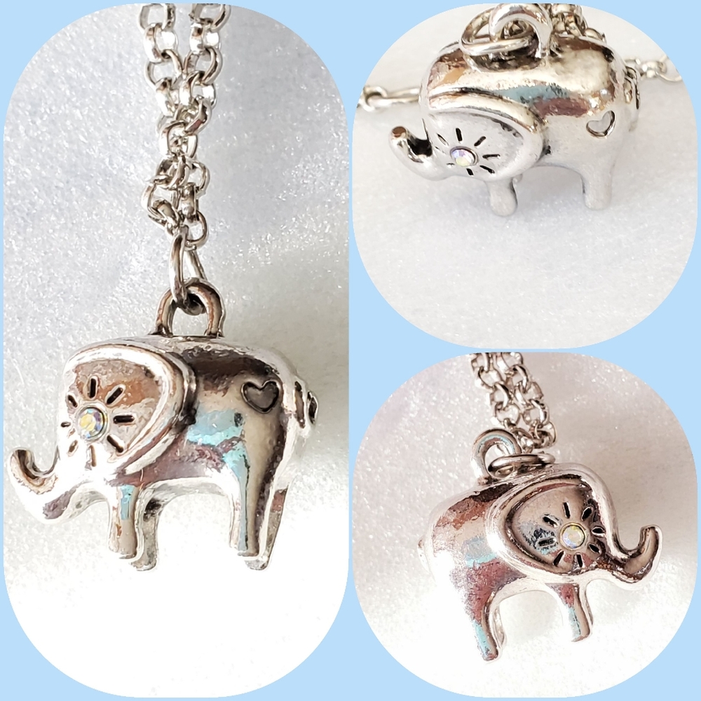 Silver Elephant Rolo Chain Charm Bracelet